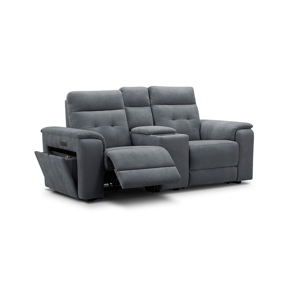 Juno 2 Seater Electric Recliner Sofa With Wireless Charging Console and Power Headrests in Amigo Coal Fabric 2