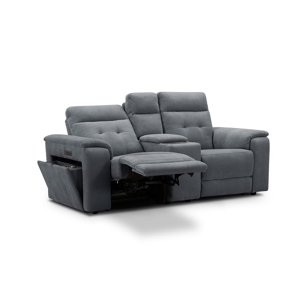 Juno 2 Seater Electric Recliner Sofa With Wireless Charging Console and Power Headrests in Amigo Coal Fabric 3