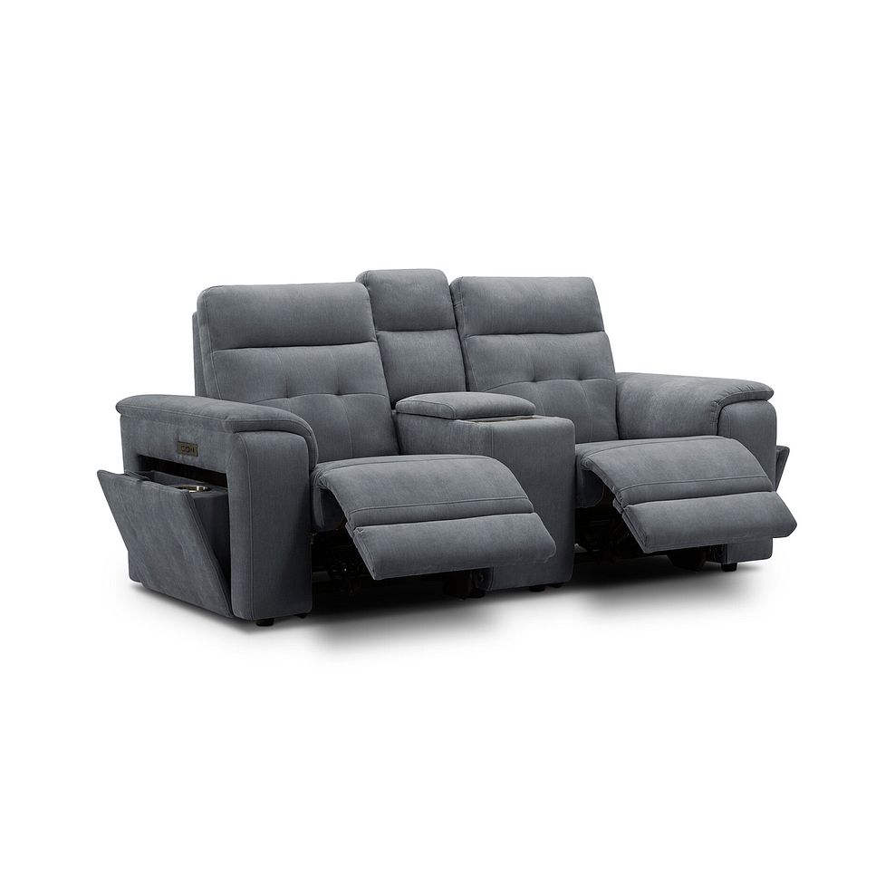 Juno 2 Seater Electric Recliner Sofa With Wireless Charging Console and Power Headrests in Amigo Coal Fabric 4