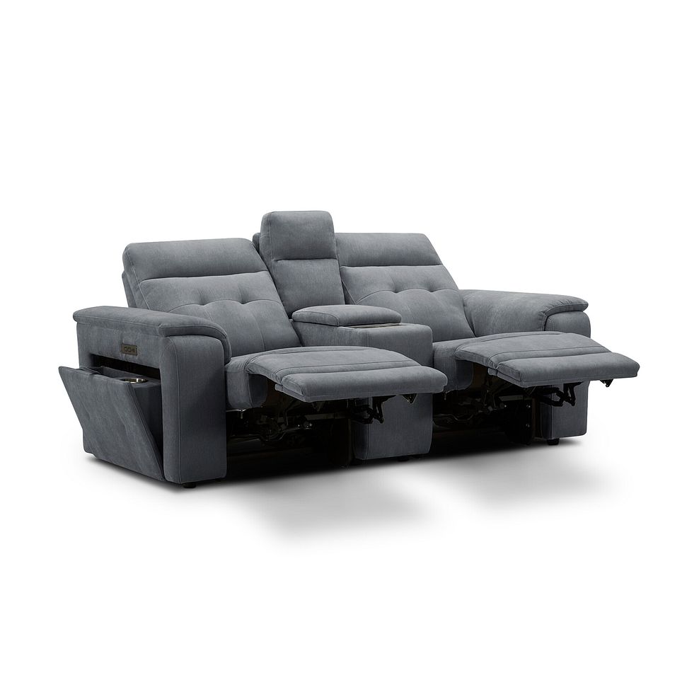 Juno 2 Seater Electric Recliner Sofa With Wireless Charging Console and Power Headrests in Amigo Coal Fabric 5