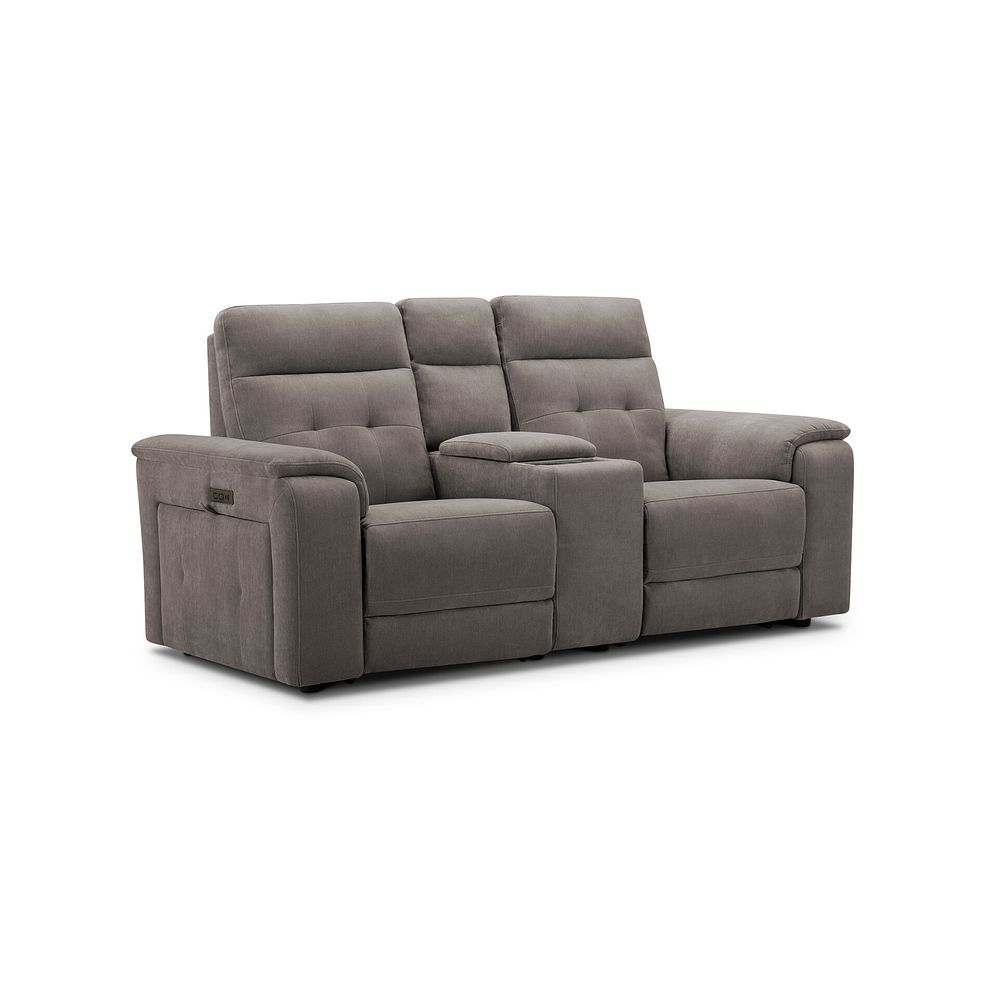 Juno 2 Seater Electric Recliner Sofa With Wireless Charging Console and Power Headrests in Amigo Cocoa Fabric 1