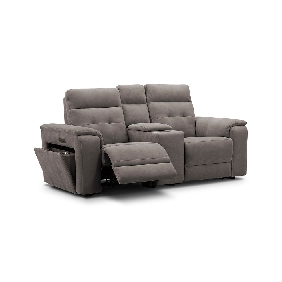 Juno 2 Seater Electric Recliner Sofa With Wireless Charging Console and Power Headrests in Amigo Cocoa Fabric 2