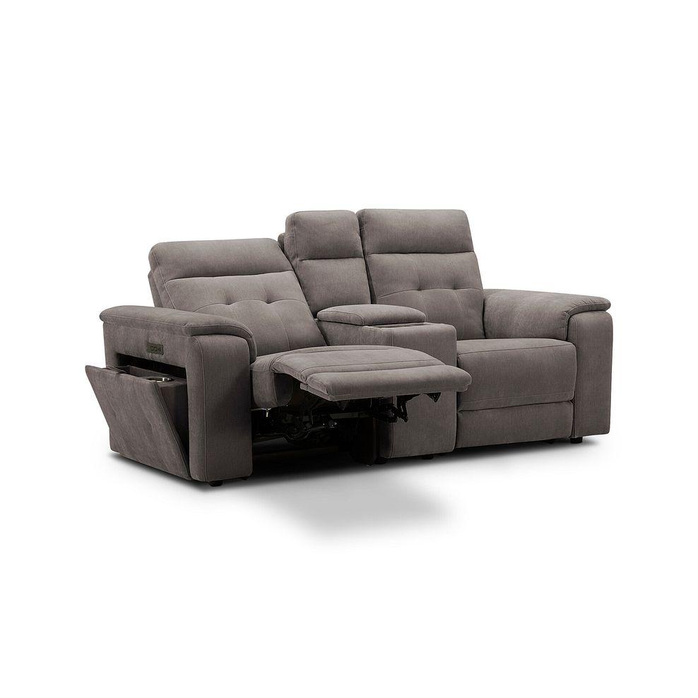 Juno 2 Seater Electric Recliner Sofa With Wireless Charging Console and Power Headrests in Amigo Cocoa Fabric 3