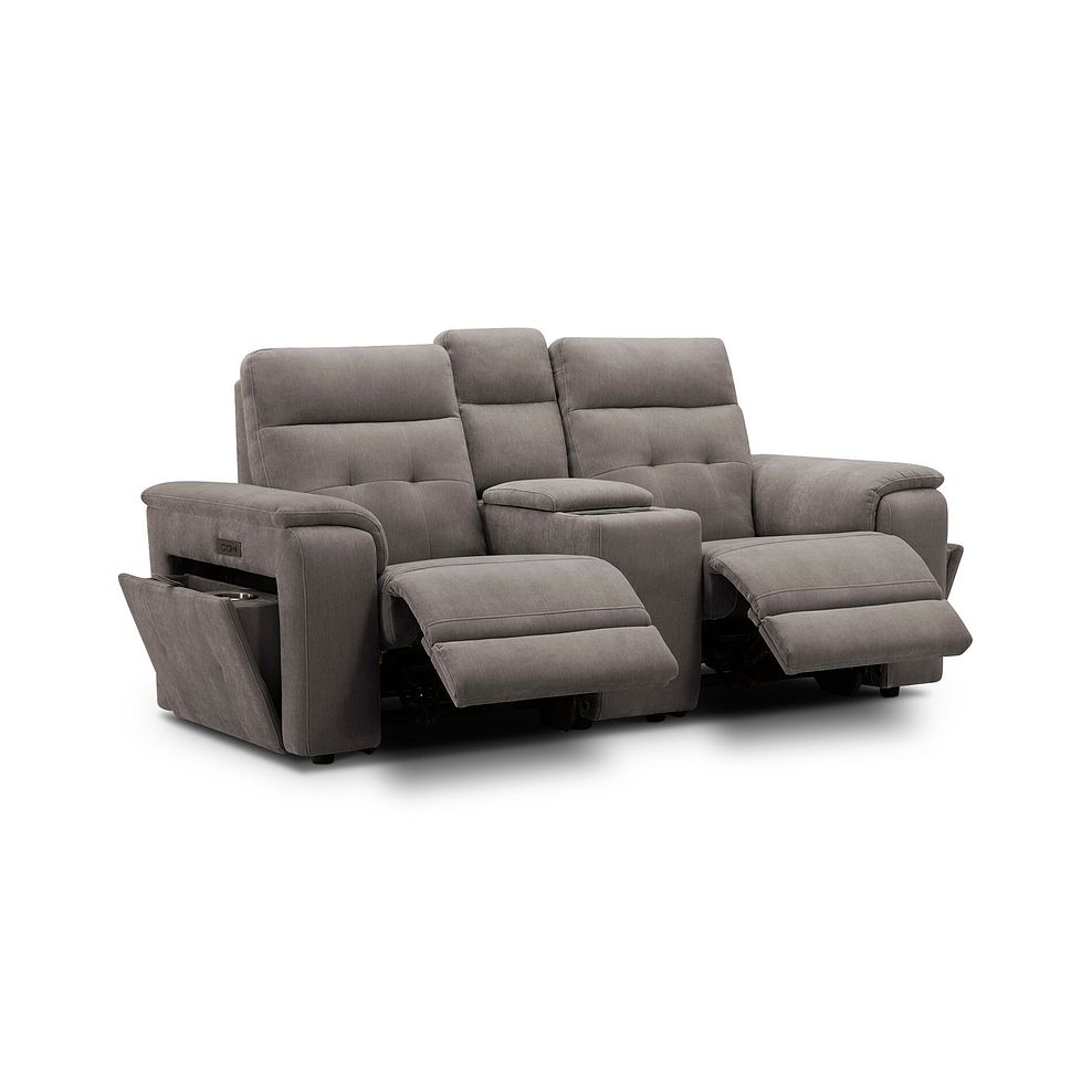 Juno 2 Seater Electric Recliner Sofa With Wireless Charging Console and Power Headrests in Amigo Cocoa Fabric 4