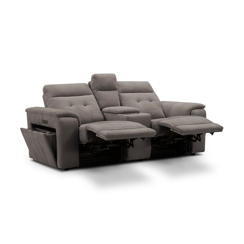 Juno 2 Seater Electric Recliner Sofa With Wireless Charging Console and Power Headrests in Amigo Cocoa Fabric 5