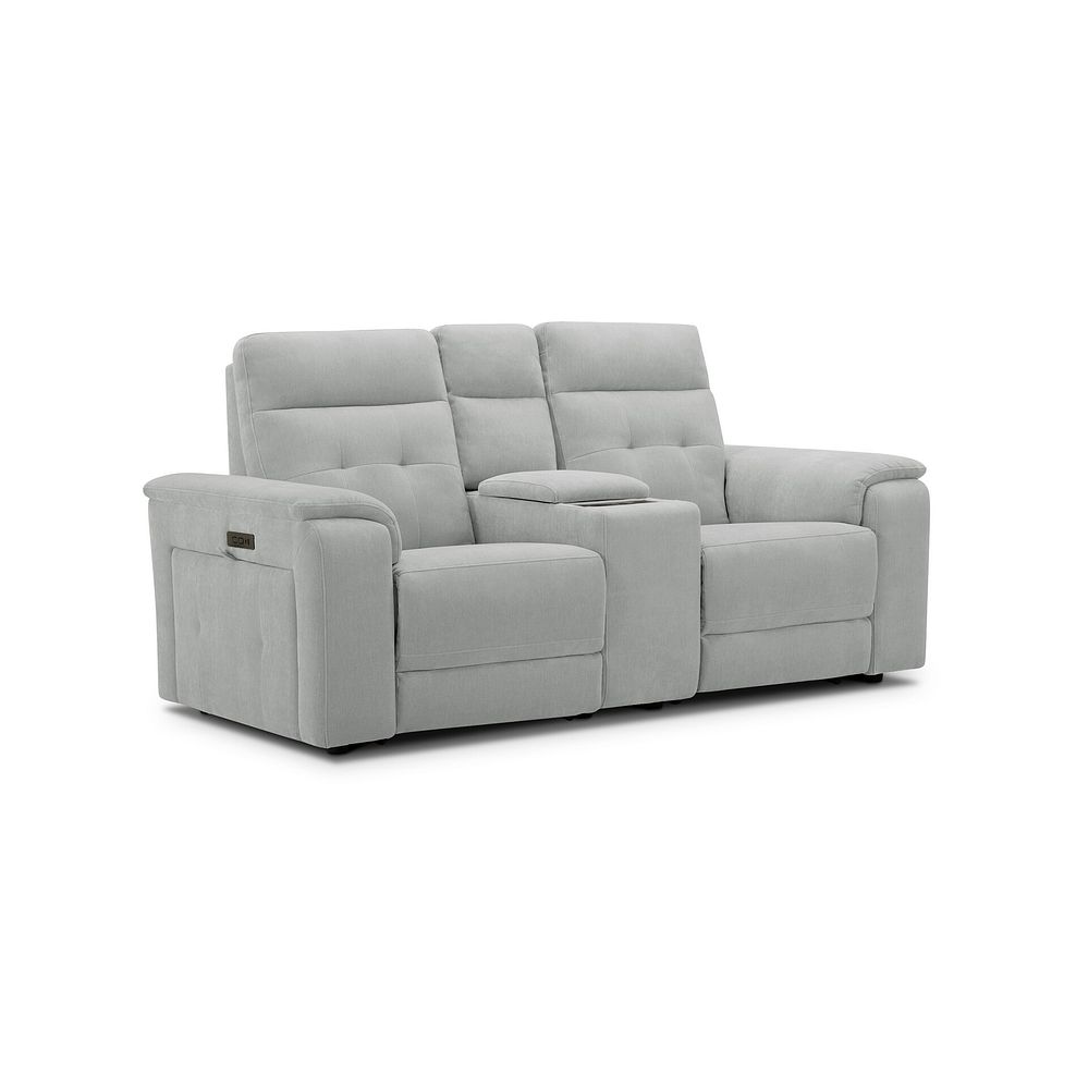 Juno 2 Seater Electric Recliner Sofa With Wireless Charging Console and Power Headrests in Amigo Dove Fabric 1