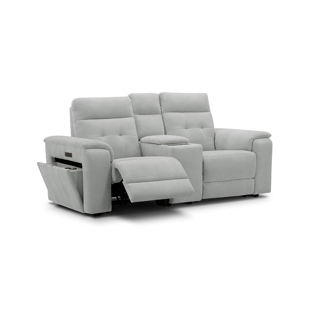 Juno 2 Seater Electric Recliner Sofa With Wireless Charging Console and Power Headrests in Amigo Dove Fabric 2