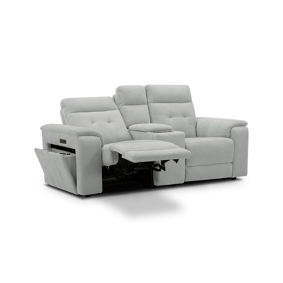 Juno 2 Seater Electric Recliner Sofa With Wireless Charging Console and Power Headrests in Amigo Dove Fabric 3