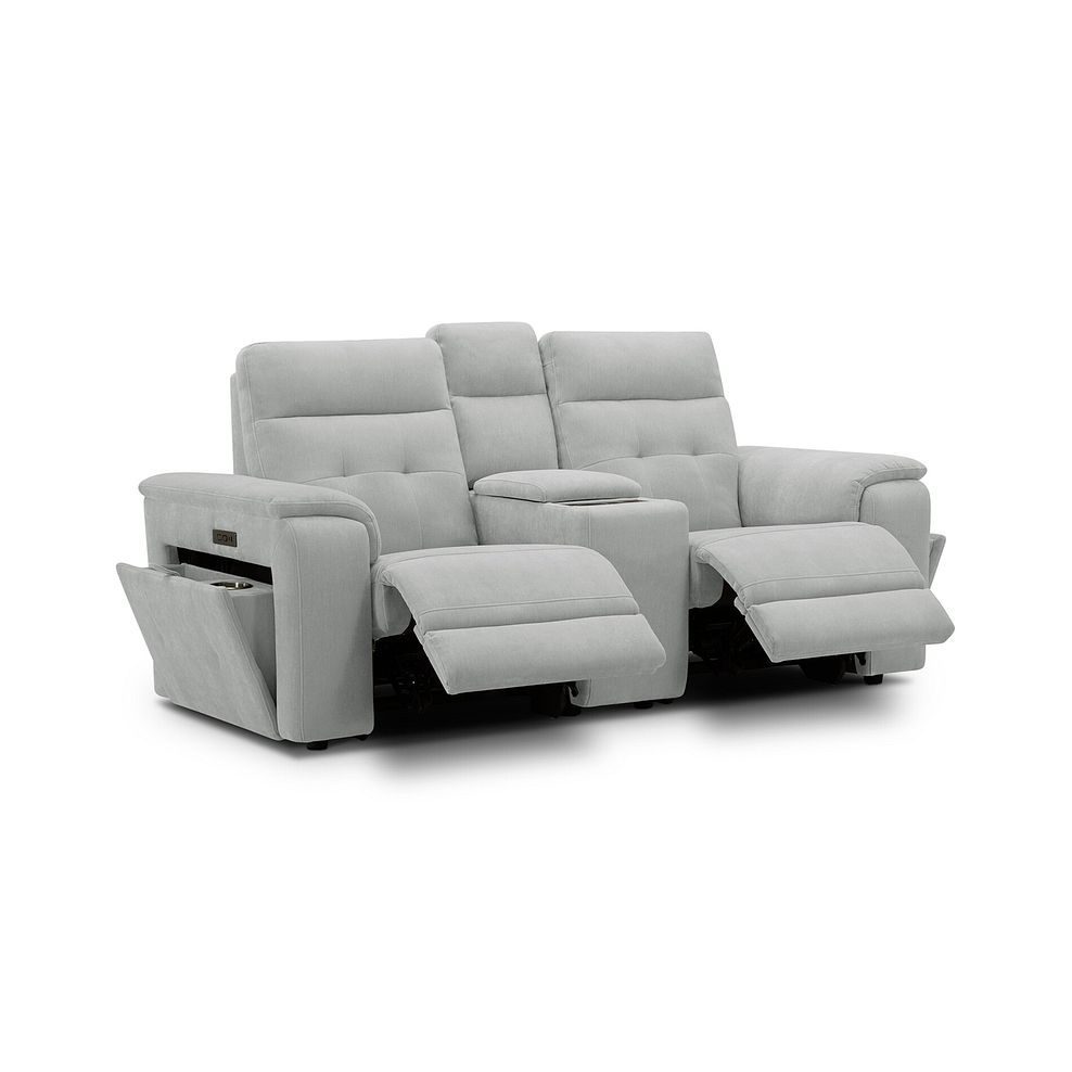 Juno 2 Seater Electric Recliner Sofa With Wireless Charging Console and Power Headrests in Amigo Dove Fabric 4