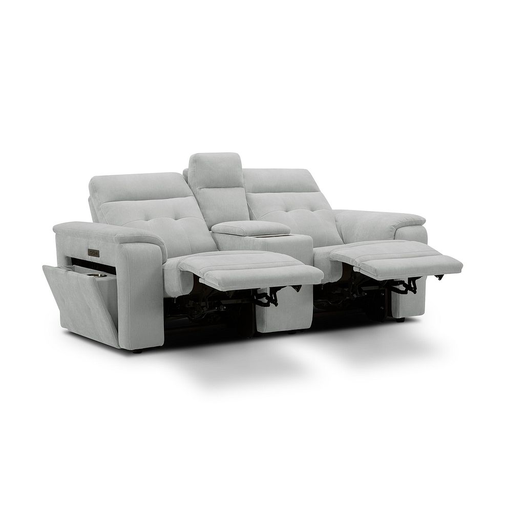 Juno 2 Seater Electric Recliner Sofa With Wireless Charging Console and Power Headrests in Amigo Dove Fabric 5