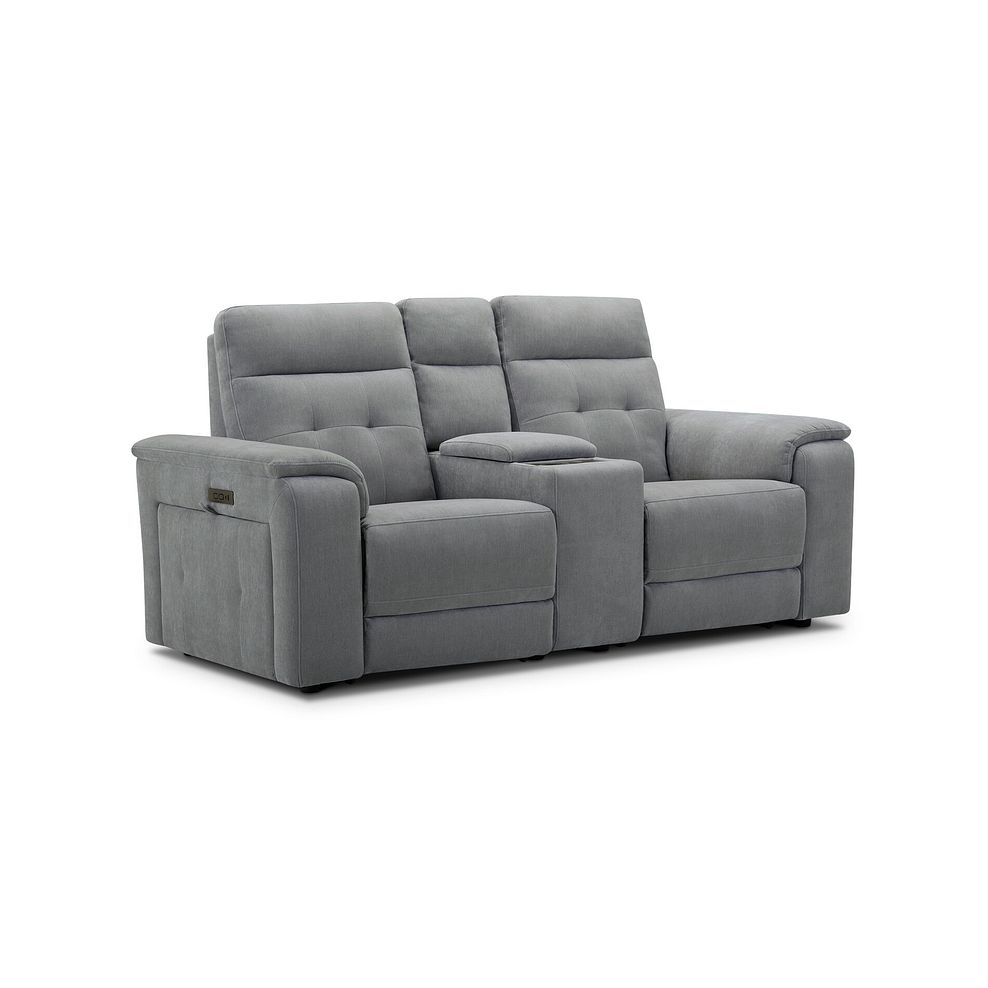 Juno 2 Seater Electric Recliner Sofa With Wireless Charging Console and Power Headrests in Amigo Granite Fabric 1