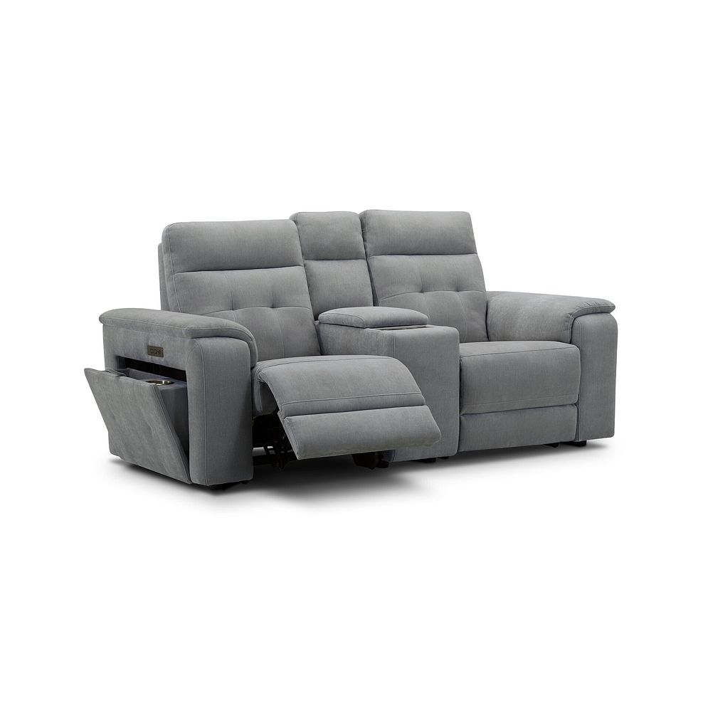 Juno 2 Seater Electric Recliner Sofa With Wireless Charging Console and Power Headrests in Amigo Granite Fabric 2