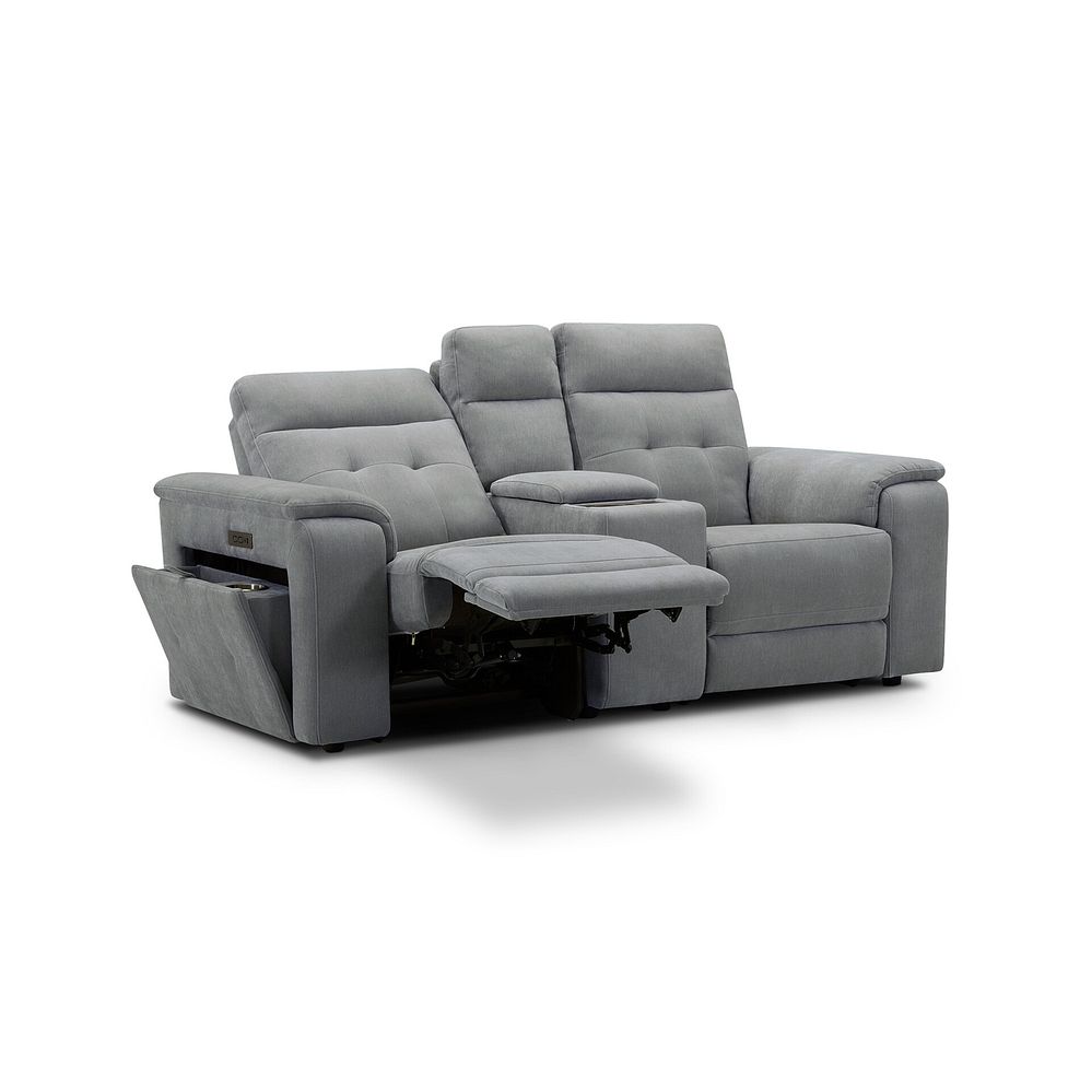 Juno 2 Seater Electric Recliner Sofa With Wireless Charging Console and Power Headrests in Amigo Granite Fabric 3