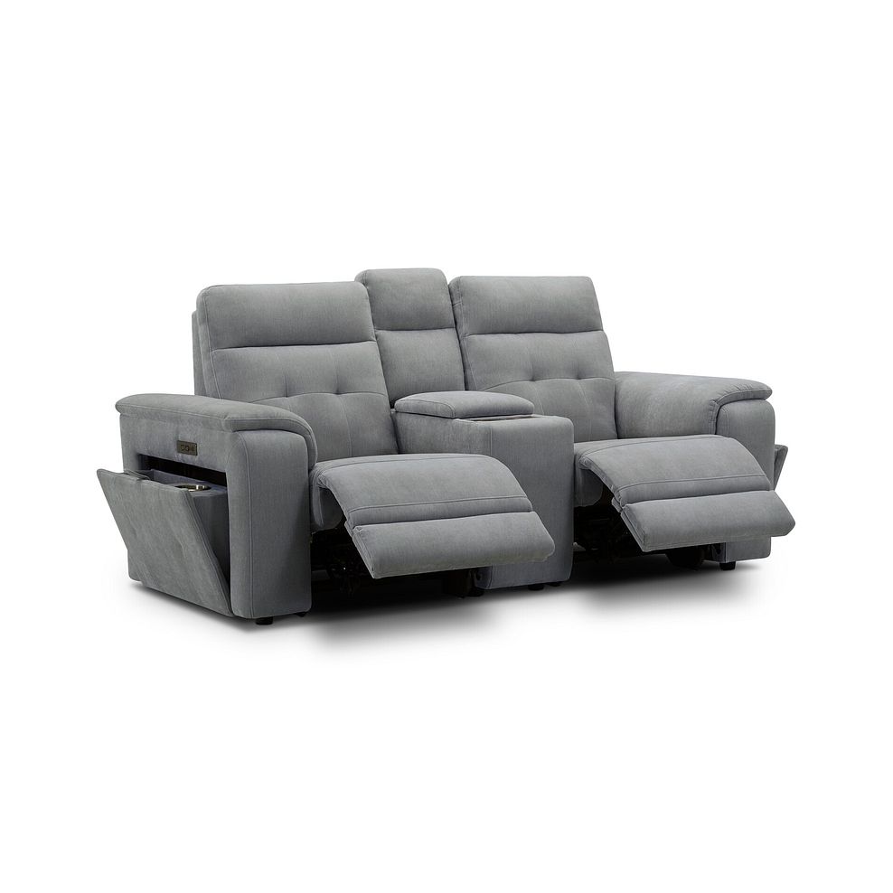 Juno 2 Seater Electric Recliner Sofa With Wireless Charging Console and Power Headrests in Amigo Granite Fabric 4