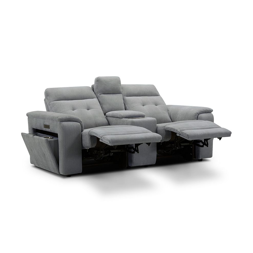 Juno 2 Seater Electric Recliner Sofa With Wireless Charging Console and Power Headrests in Amigo Granite Fabric 5