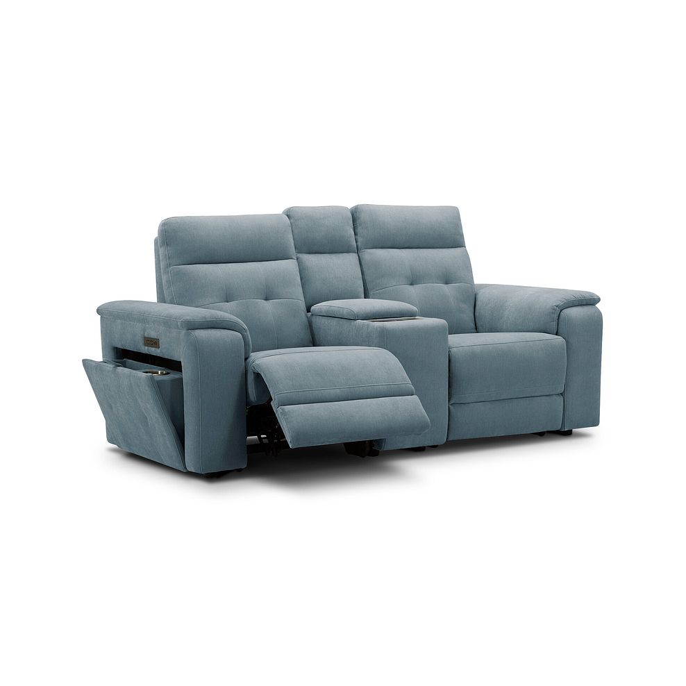 Juno 2 Seater Electric Recliner Sofa With Wireless Charging Console and Power Headrests in Amigo Mineral Fabric 2