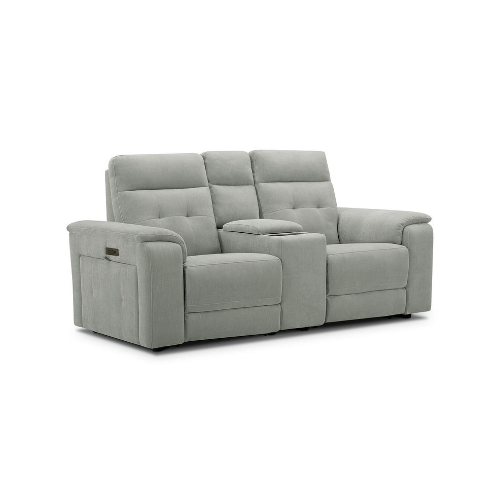 Juno 2 Seater Electric Recliner Sofa With Wireless Charging Console and Power Headrests in Amigo Sage Fabric 1