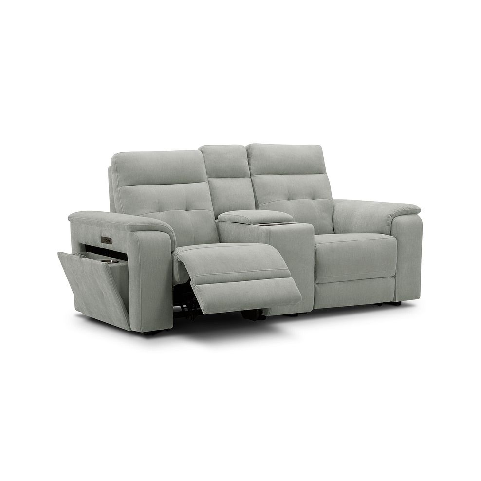 Juno 2 Seater Electric Recliner Sofa With Wireless Charging Console and Power Headrests in Amigo Sage Fabric 2