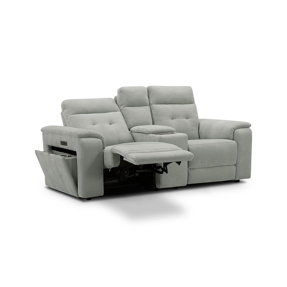 Juno 2 Seater Electric Recliner Sofa With Wireless Charging Console and Power Headrests in Amigo Sage Fabric 3