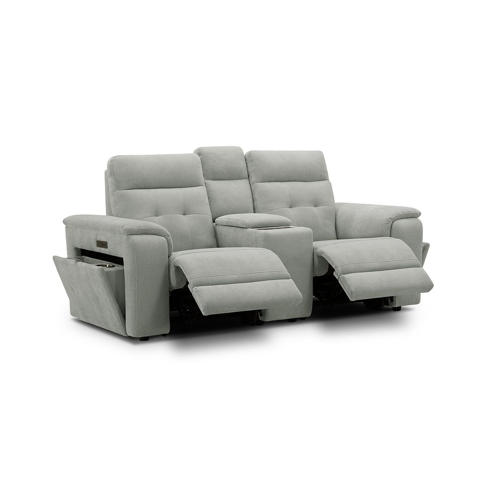 Juno 2 Seater Electric Recliner Sofa With Wireless Charging Console and Power Headrests in Amigo Sage Fabric 4