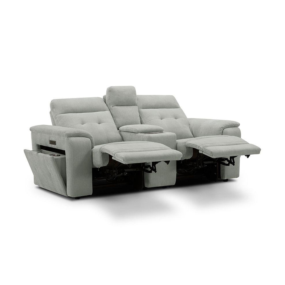 Juno 2 Seater Electric Recliner Sofa With Wireless Charging Console and Power Headrests in Amigo Sage Fabric 5