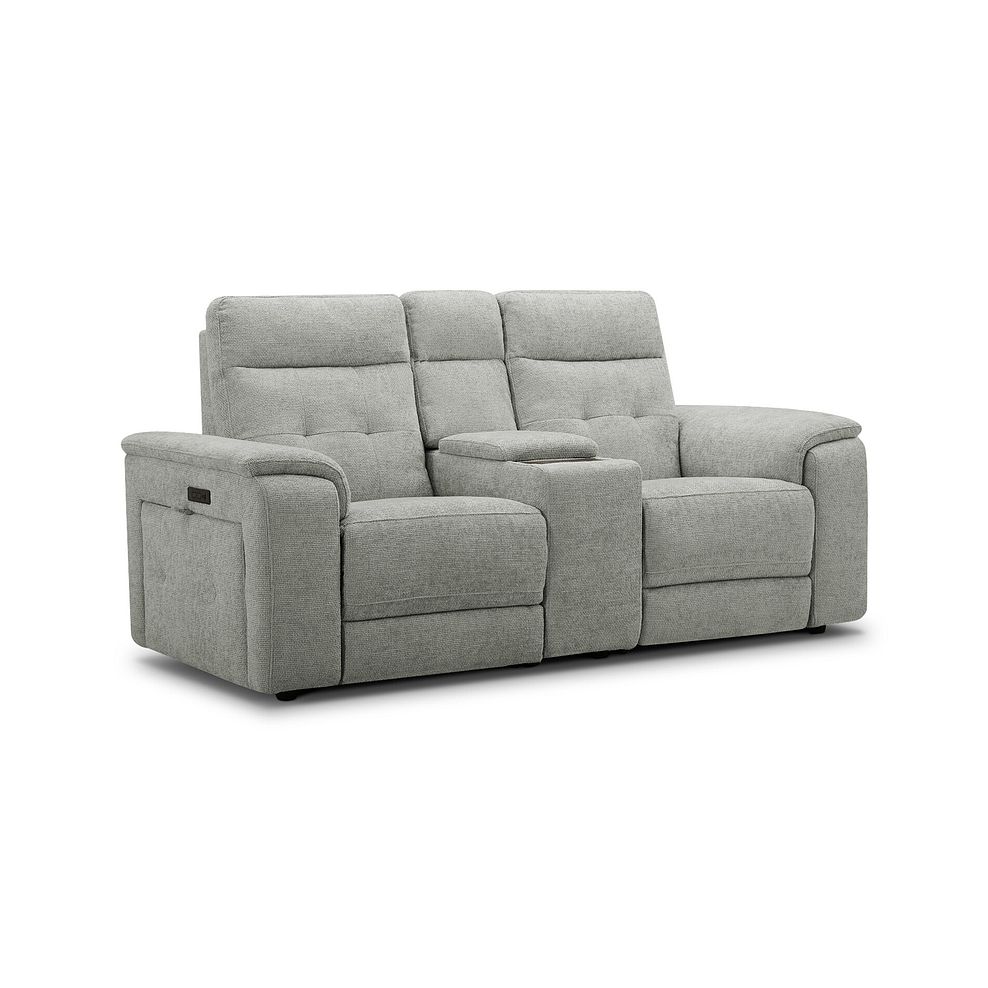 Juno 2 Seater Electric Recliner Sofa With Wireless Charging Console and Power Headrests in Hopsack Dove Fabric 1