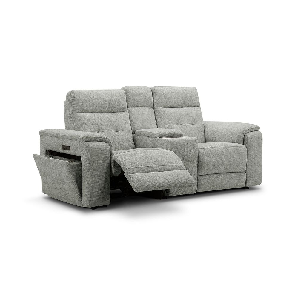 Juno 2 Seater Electric Recliner Sofa With Wireless Charging Console and Power Headrests in Hopsack Dove Fabric 3