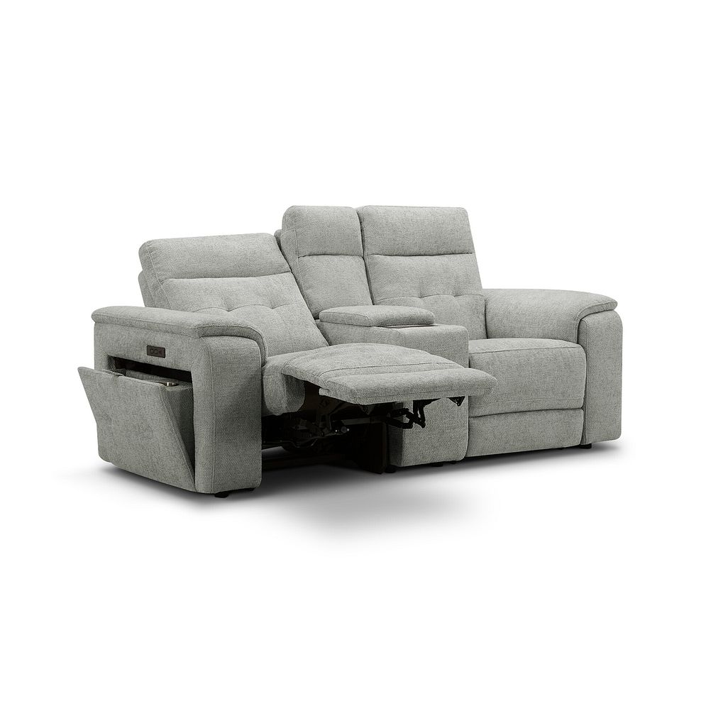 Juno 2 Seater Electric Recliner Sofa With Wireless Charging Console and Power Headrests in Hopsack Dove Fabric 4