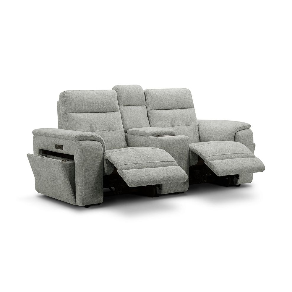 Juno 2 Seater Electric Recliner Sofa With Wireless Charging Console and Power Headrests in Hopsack Dove Fabric 5