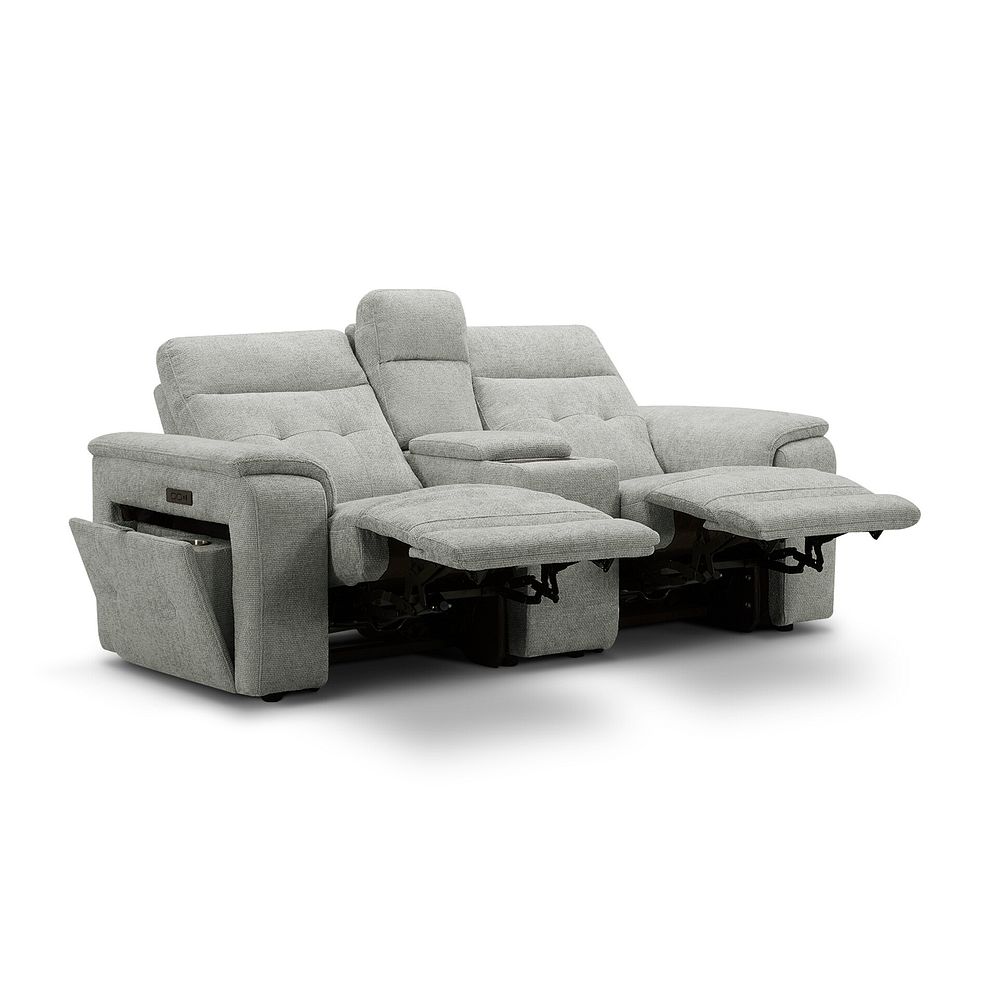 Juno 2 Seater Electric Recliner Sofa With Wireless Charging Console and Power Headrests in Hopsack Dove Fabric 6