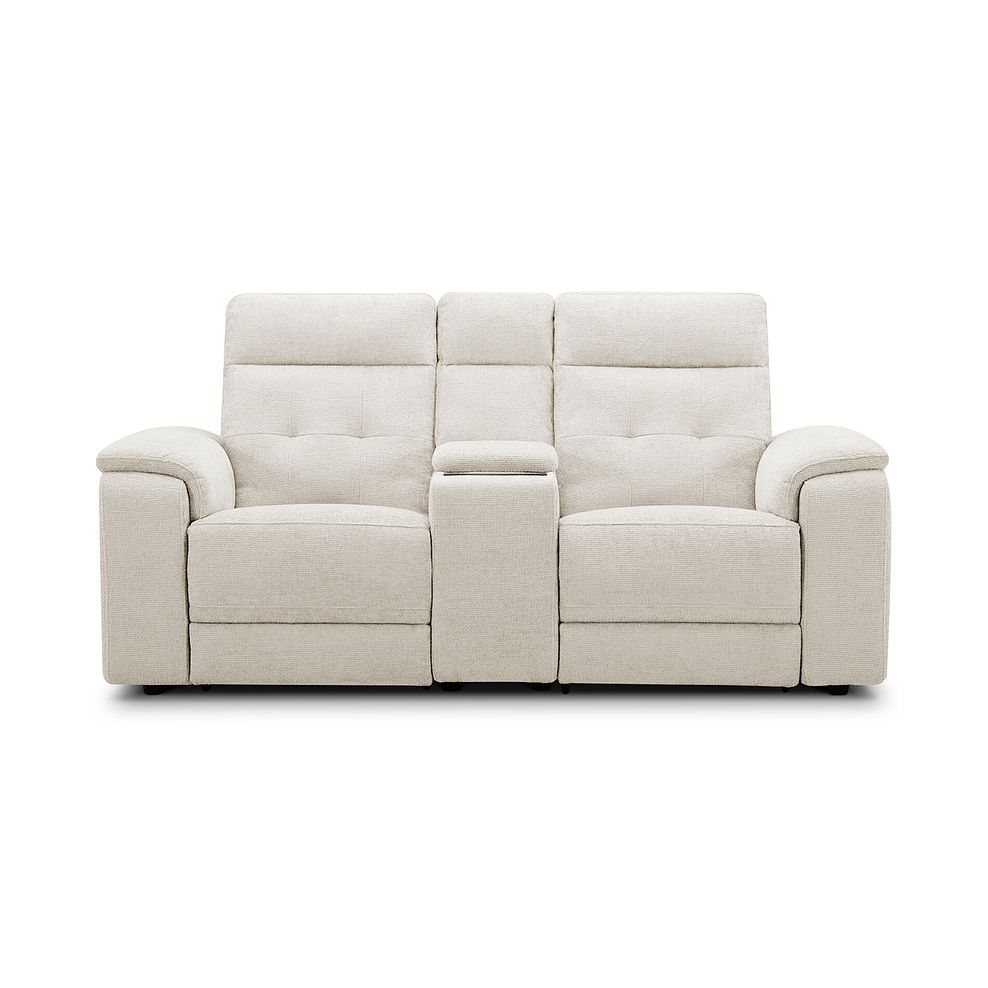 Juno 2 Seater Electric Recliner Sofa With Wireless Charging Console and Power Headrests in Hopsack Natural Fabric 2