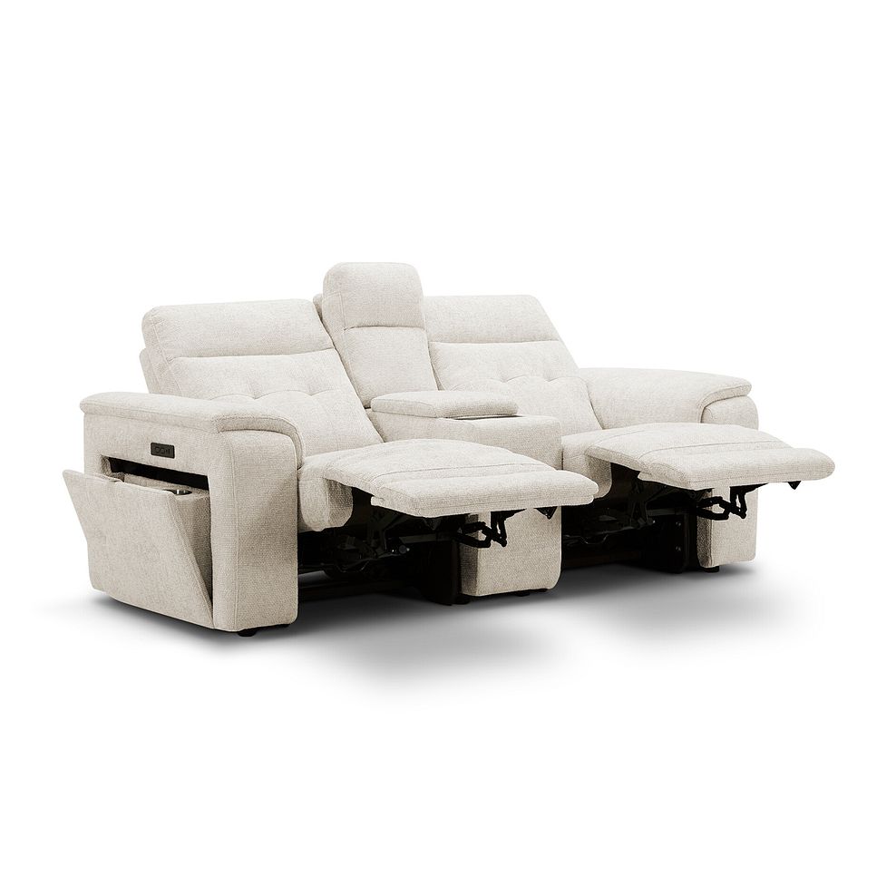 Juno 2 Seater Electric Recliner Sofa With Wireless Charging Console and Power Headrests in Hopsack Natural Fabric 6