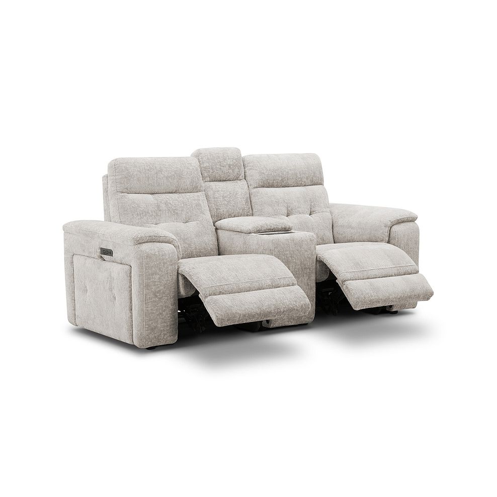 Juno 2 Seater Electric Recliner Sofa With Wireless Charging Console and Power Headrests in Koto Turtle Dove Fabric 9