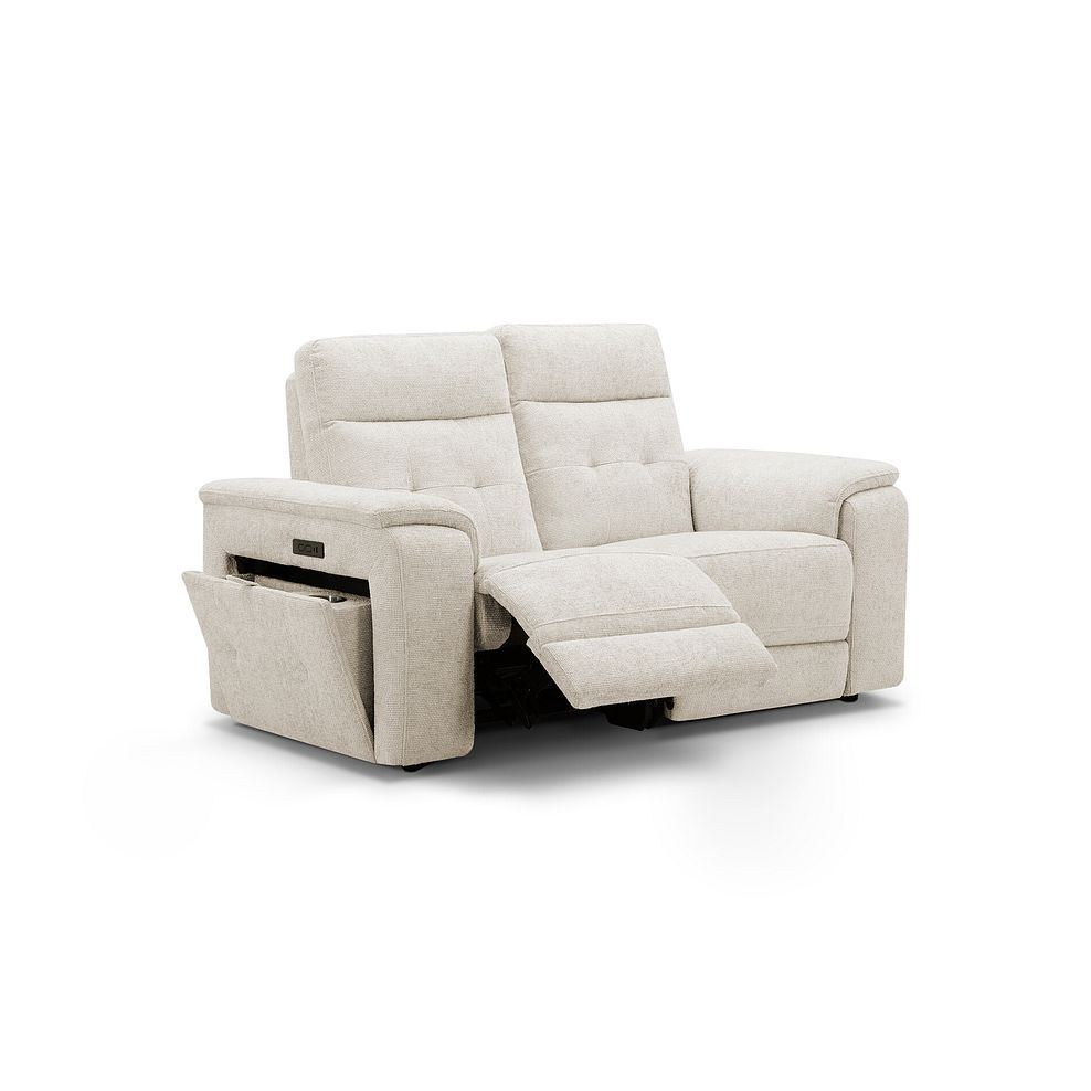 Juno 2 Seater Electric Recliner Sofa With Power Headrests in Hopsack Natural Fabric 3