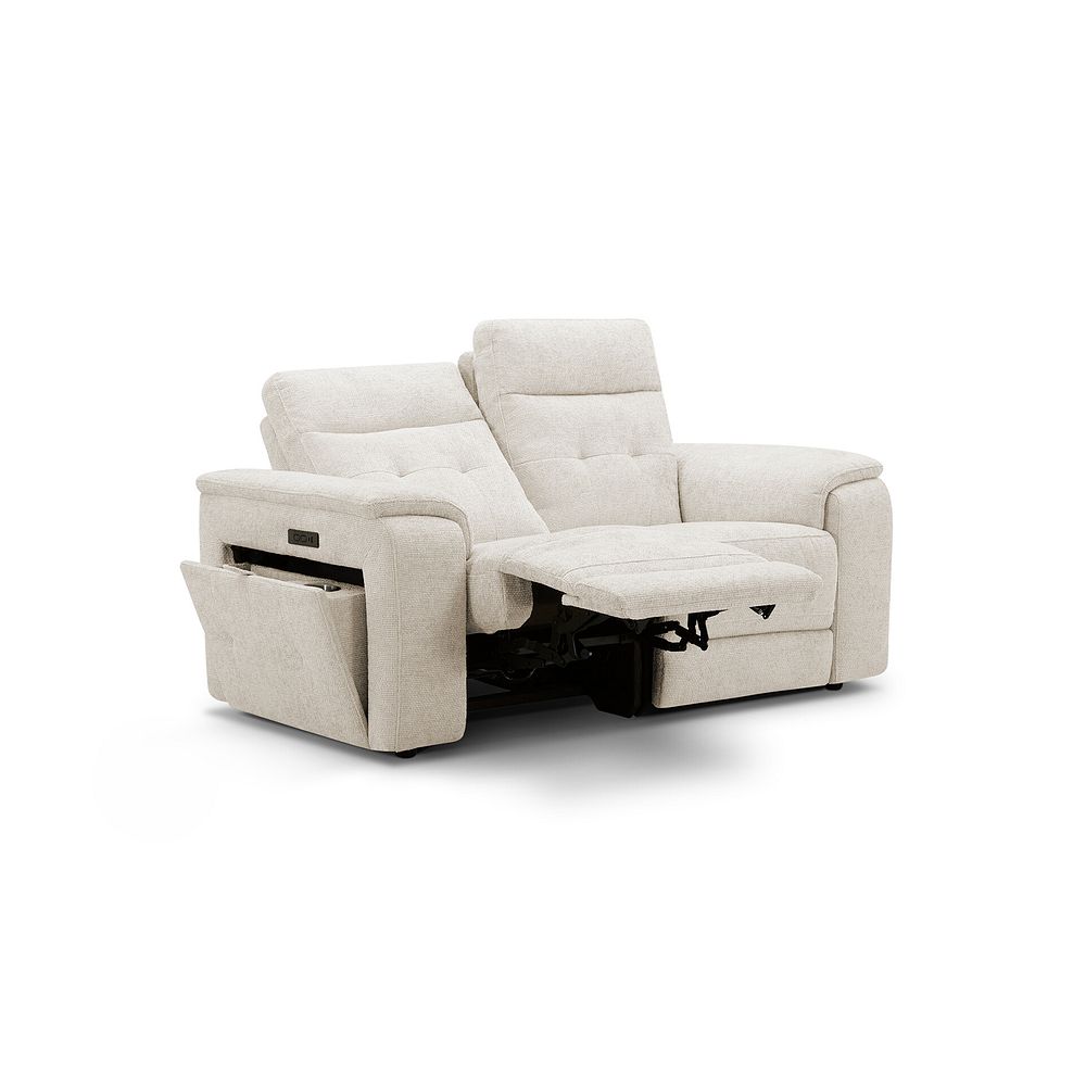 Juno 2 Seater Electric Recliner Sofa With Power Headrests in Hopsack Natural Fabric 4