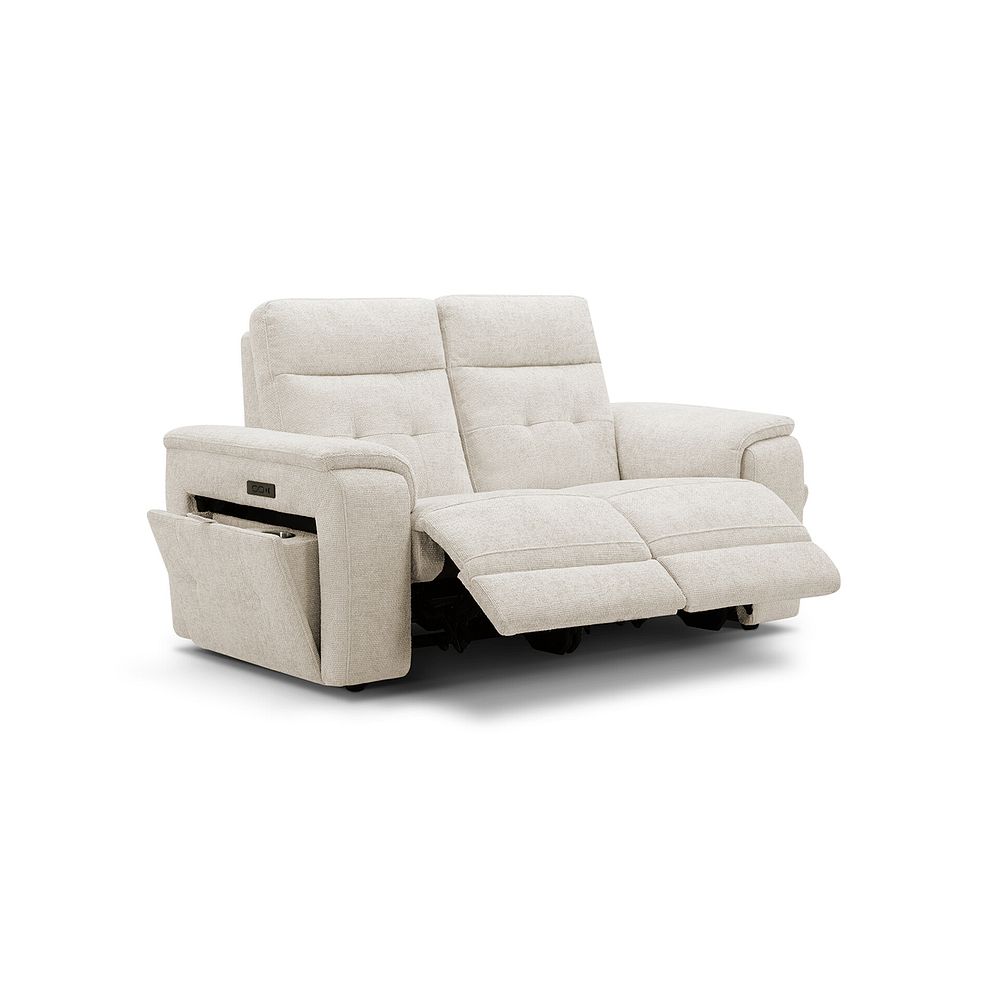 Juno 2 Seater Electric Recliner Sofa With Power Headrests in Hopsack Natural Fabric 5