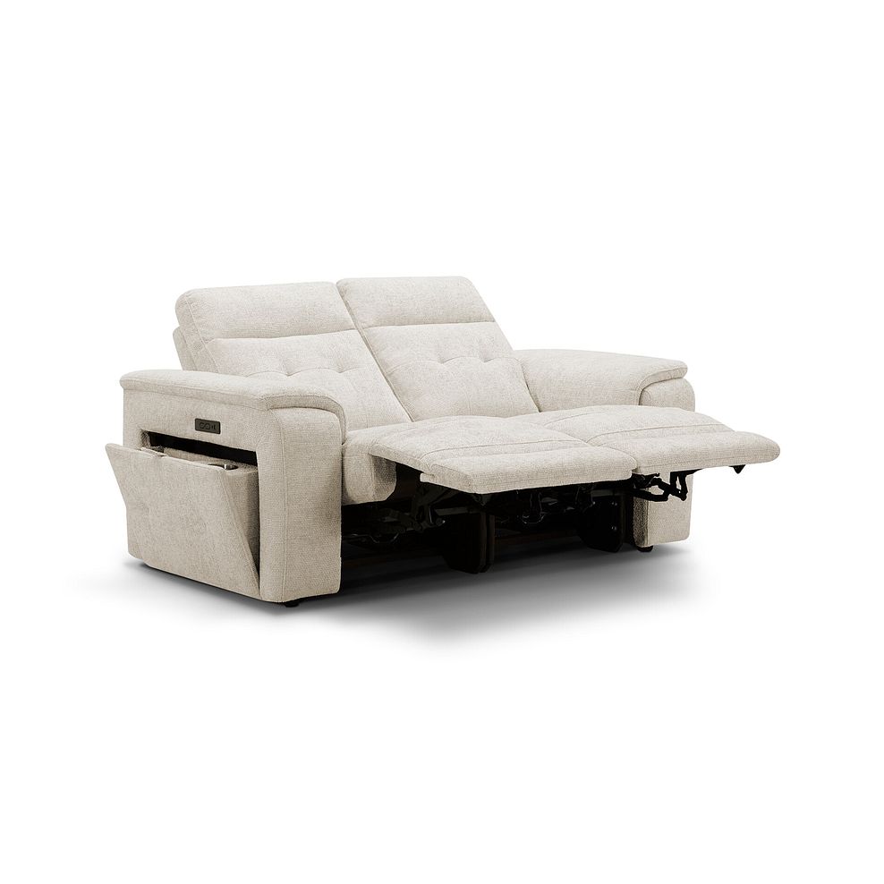 Juno 2 Seater Electric Recliner Sofa With Power Headrests in Hopsack Natural Fabric 6