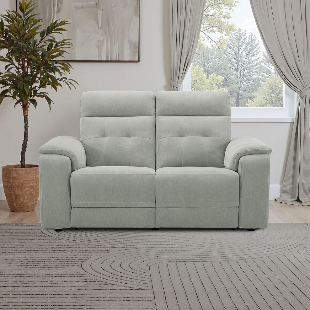 Juno 2 Seater Electric Recliner Sofa With Power Headrests in Amigo Sage Fabric 1