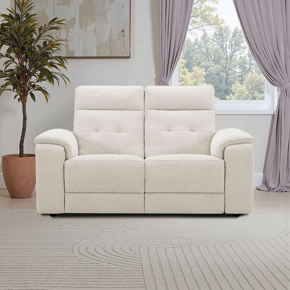 Juno 2 Seater Electric Recliner Sofa With Power Headrests in Hopsack Natural Fabric 1