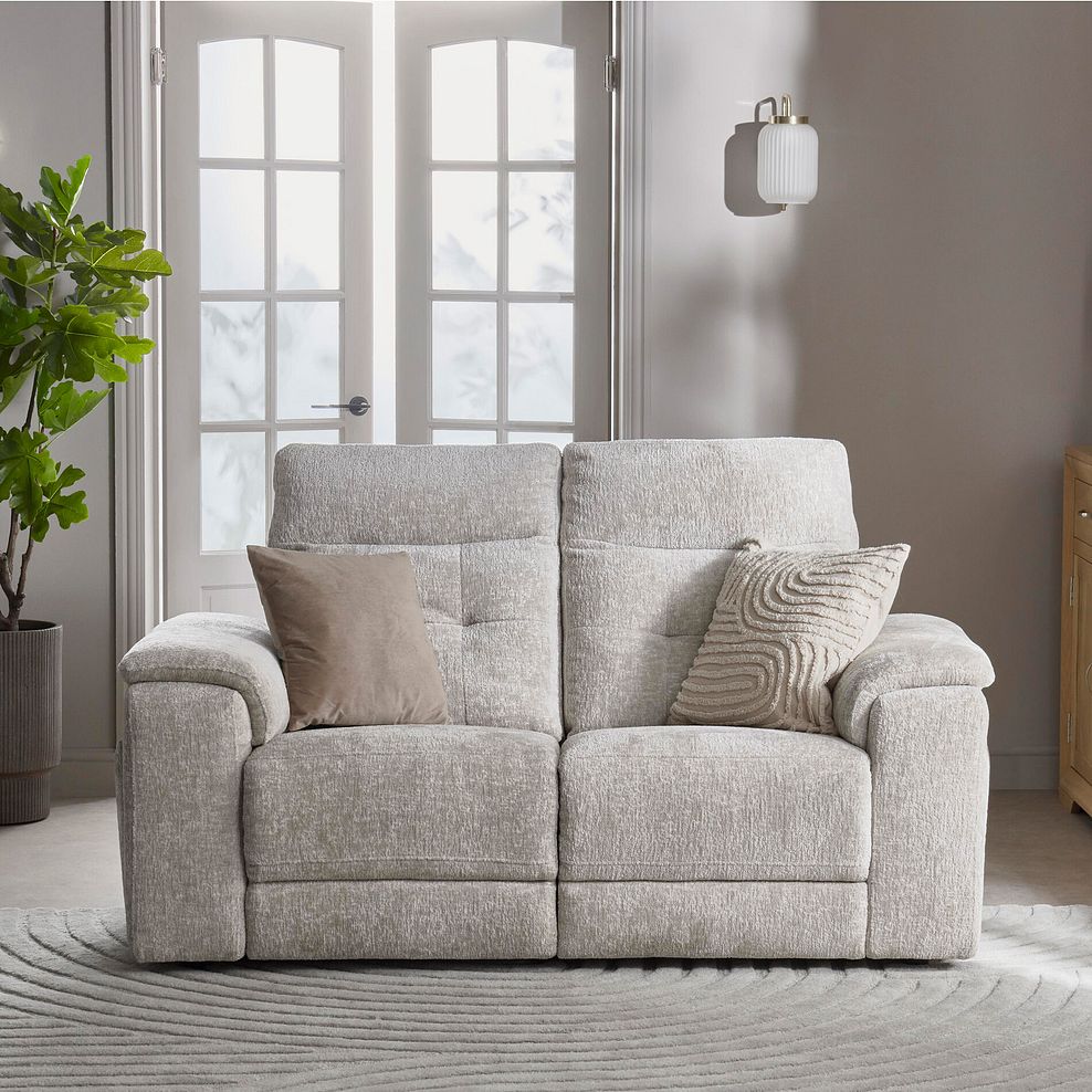 Juno 2 Seater Electric Recliner Sofa With Power Headrests in Koto Turtle Dove Fabric 2