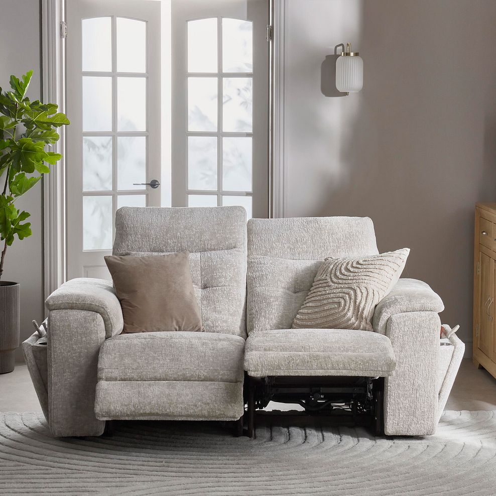 Juno 2 Seater Electric Recliner Sofa With Power Headrests in Koto Turtle Dove Fabric 3