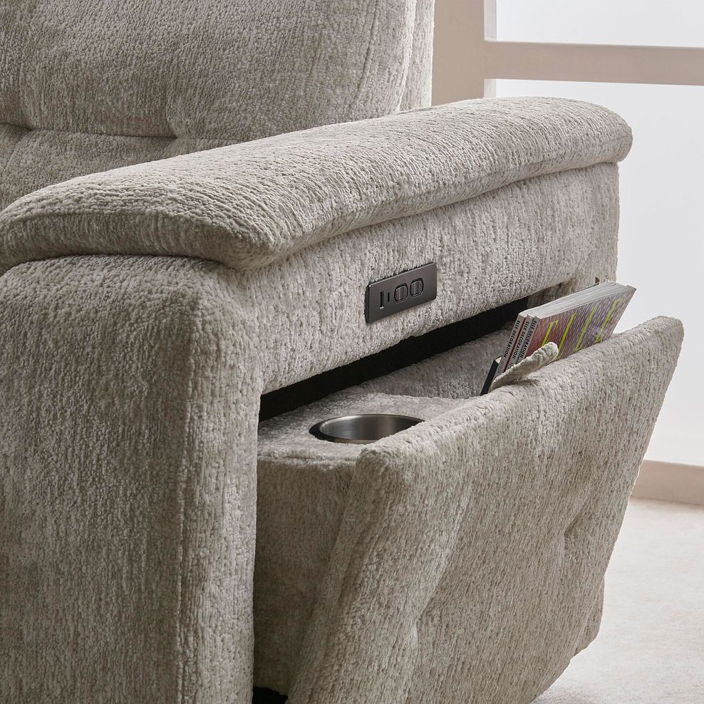 Juno 2 Seater Electric Recliner Sofa With Wireless Charging Console and Power Headrests in Koto Turtle Dove Fabric 5