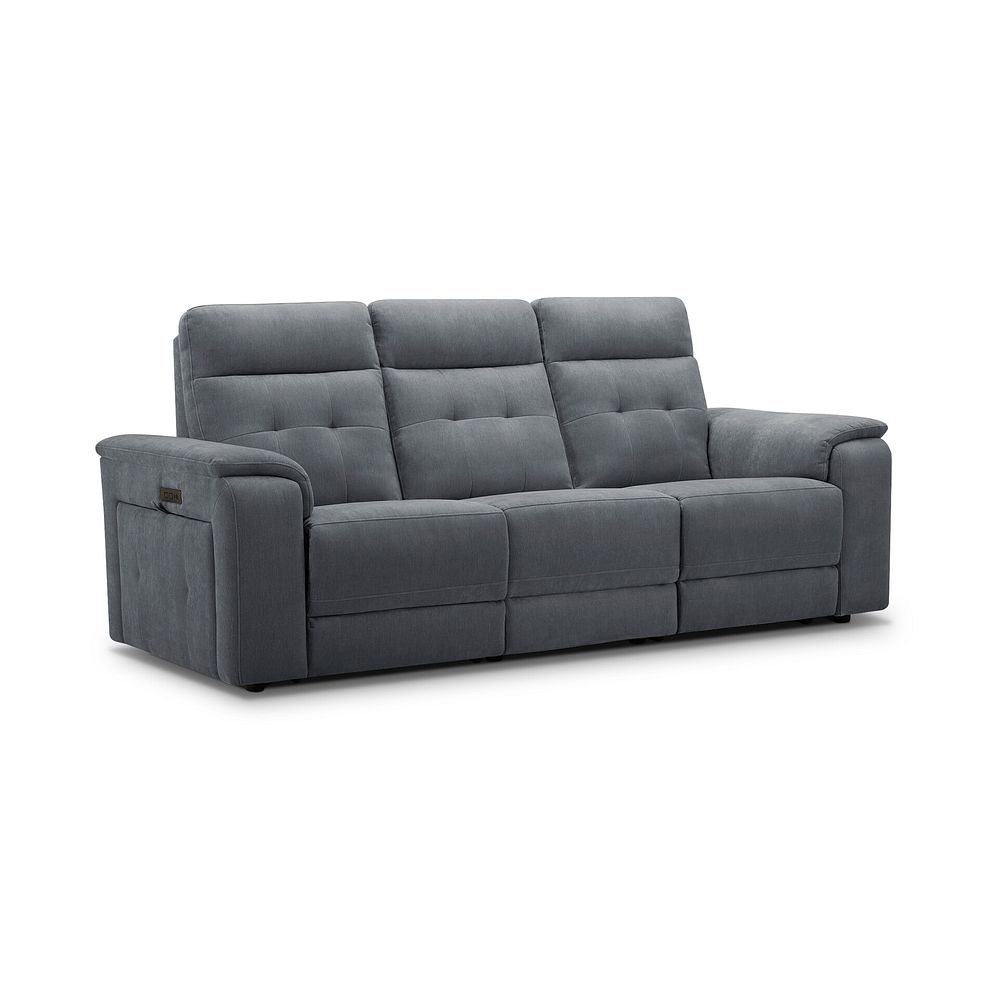 Juno 3 Seater Electric Recliner Sofa With Power Headrests in Amigo Coal Fabric 1