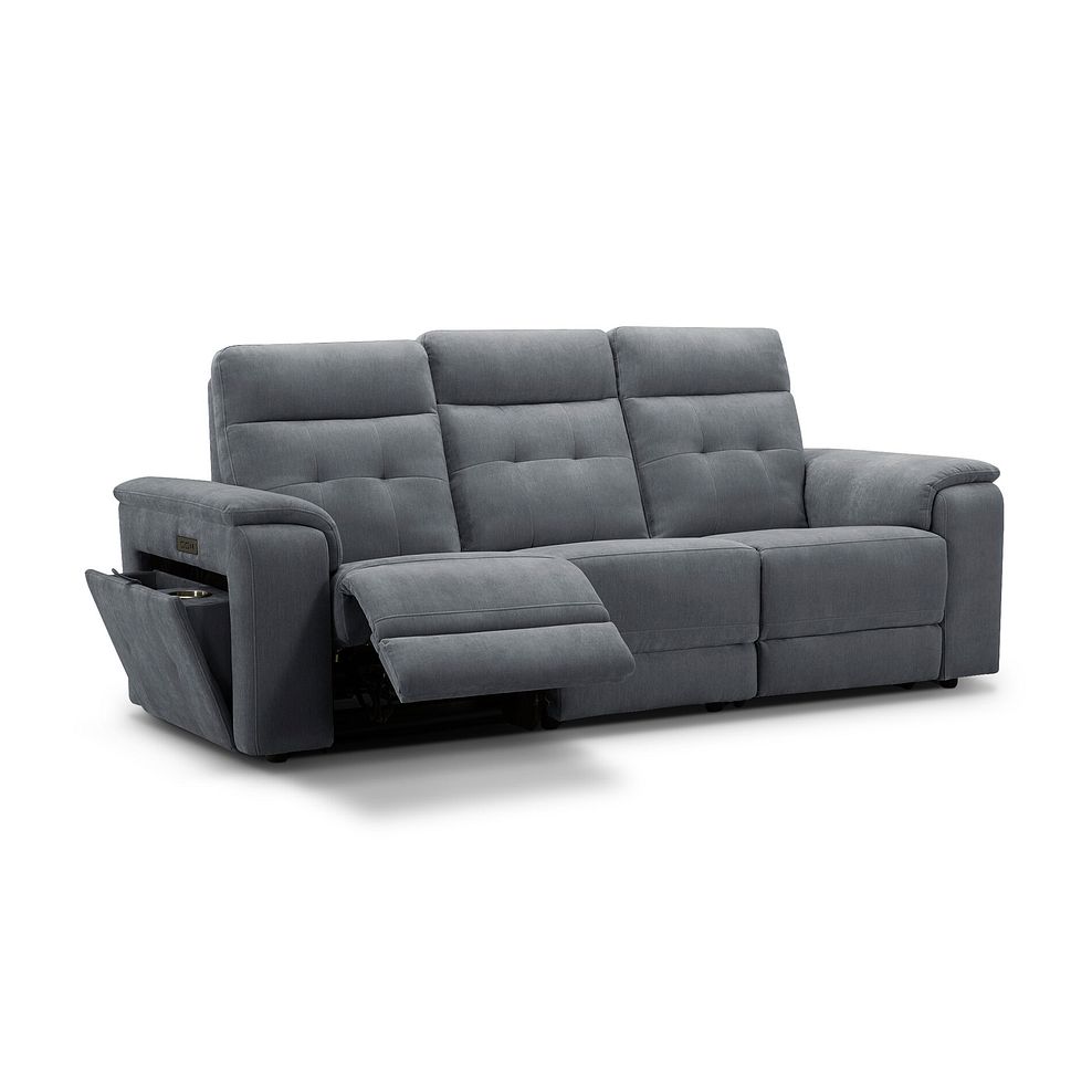 Juno 3 Seater Electric Recliner Sofa With Power Headrests in Amigo Coal Fabric 2