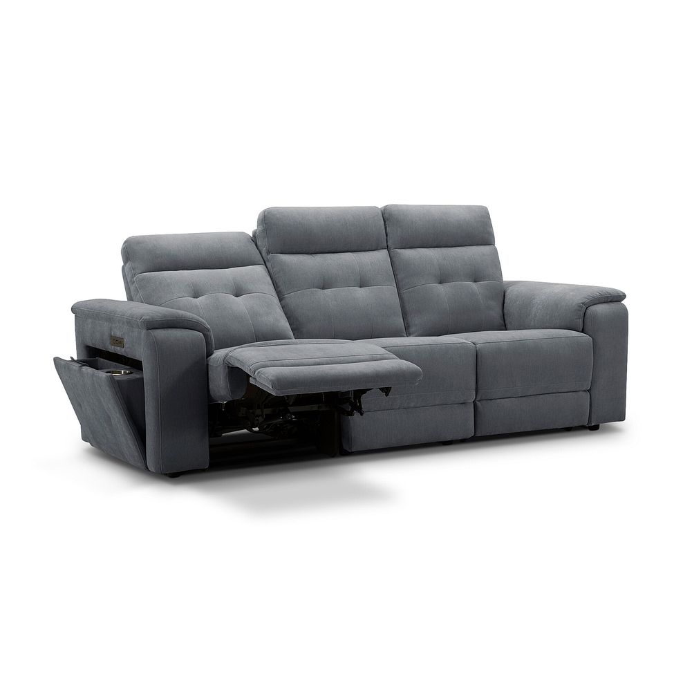 Juno 3 Seater Electric Recliner Sofa With Power Headrests in Amigo Coal Fabric 3