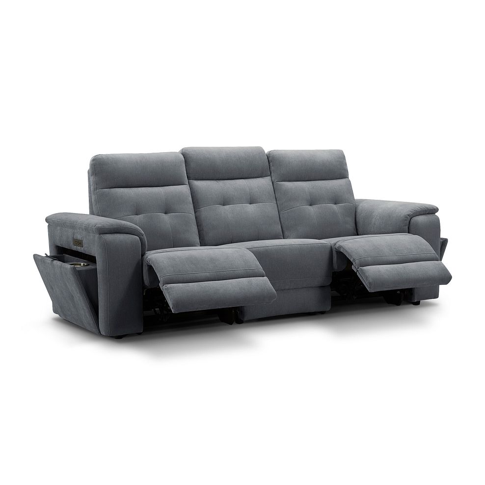 Juno 3 Seater Electric Recliner Sofa With Power Headrests in Amigo Coal Fabric 4