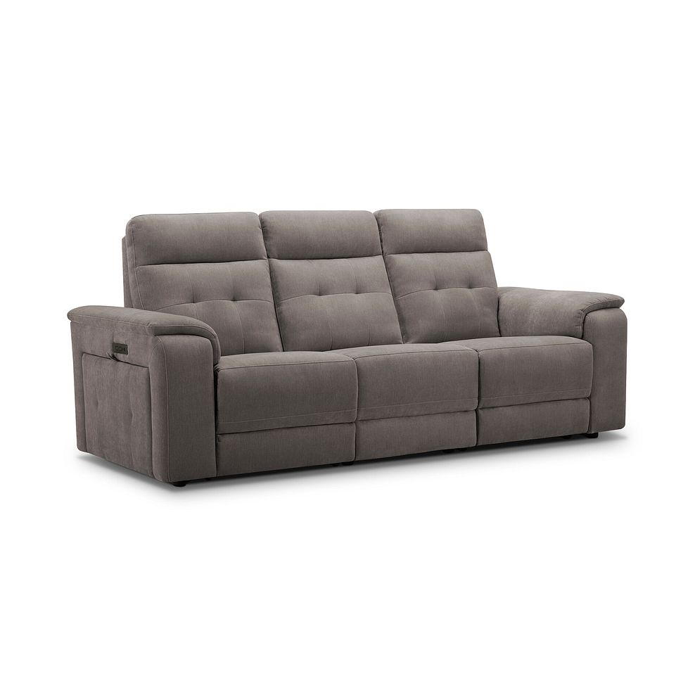 Juno 3 Seater Electric Recliner Sofa With Power Headrests in Amigo Cocoa Fabric 1