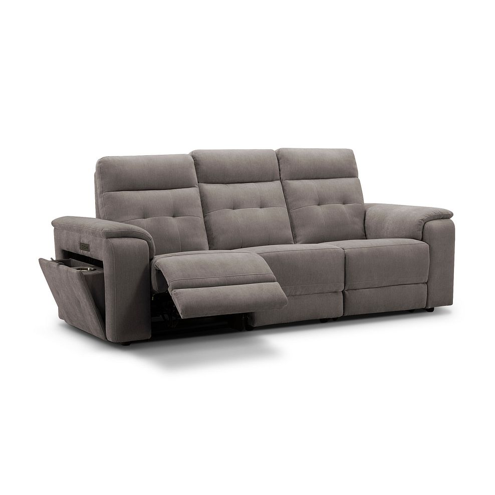 Juno 3 Seater Electric Recliner Sofa With Power Headrests in Amigo Cocoa Fabric 2