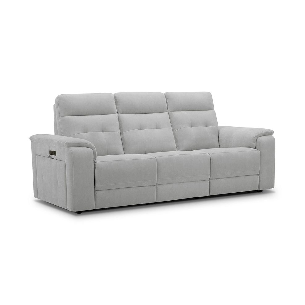 Juno 3 Seater Electric Recliner Sofa With Power Headrests in Amigo Dove Fabric 1