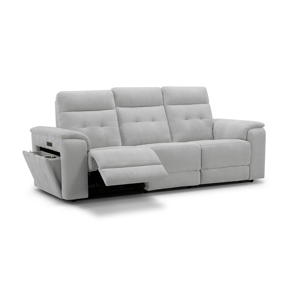 Juno 3 Seater Electric Recliner Sofa With Power Headrests in Amigo Dove Fabric 2